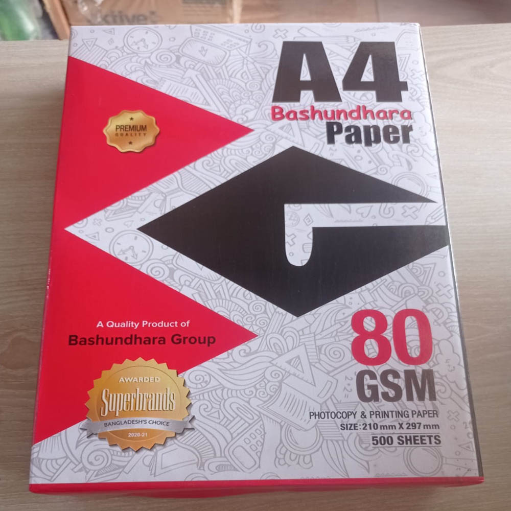Bashundhara A4 Paper 80 GSM (1 Rim) | Premium Quality Printing Paper