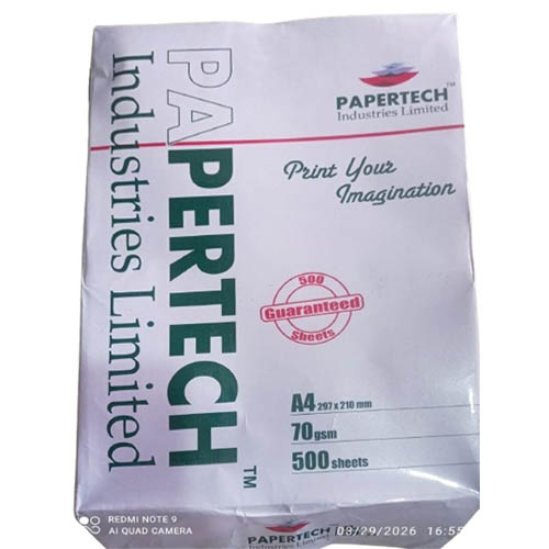 PaperTech A4 Paper 70 GSM – 1 Rim (500 Sheets) Multipurpose Printing Paper