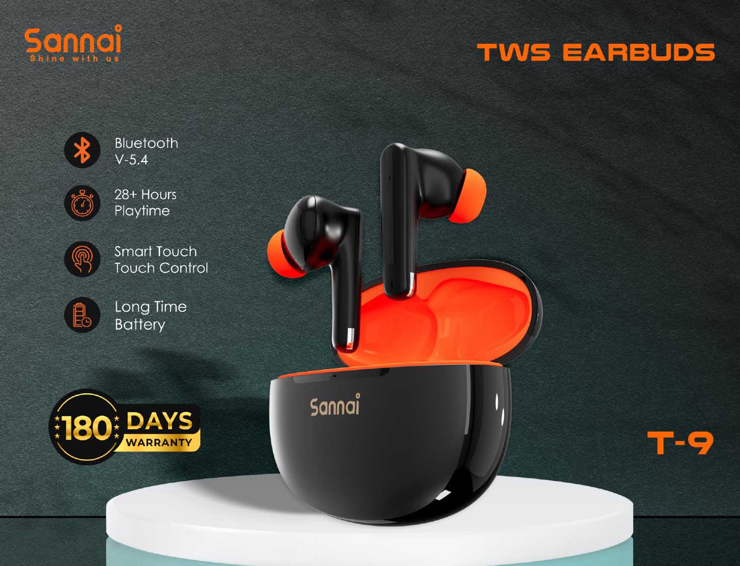 Sannai T9 Neo Buds Pro TWS Earbuds – Wireless Bluetooth Earphones with Charging Case
